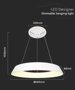 LED κρεμαστό φωτιστικό οροφής Designer 48W 3000K θερμό λευκό με λευκό σώμα dimmable V-TAC – 6903