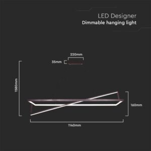 LED κρεμαστό φωτιστικό Designer 45W 3000K θερμό dimmable μαύρο σώμα V-TAC – 6906