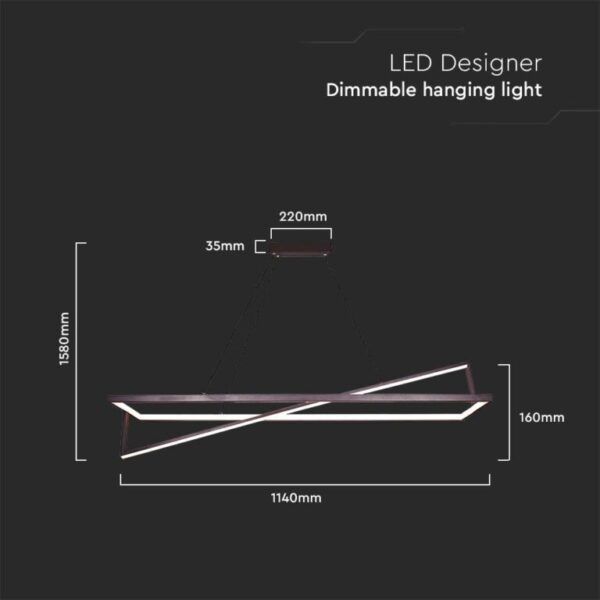 LED κρεμαστό φωτιστικό Designer 45W 3000K θερμό dimmable μαύρο σώμα V-TAC – 6906