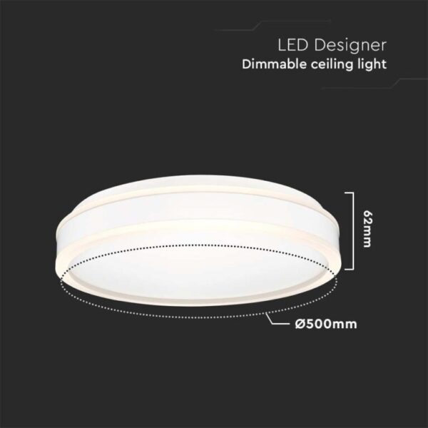 LED φωτιστικό οροφής Designer στρογγυλό 42W 4000Κ φυσικό λευκό με λευκό σώμα dimmable V-TAC – 6912