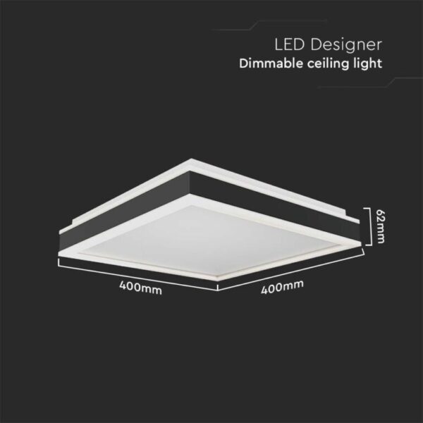 LED φωτιστικό οροφής Designer τετράγωνο 38W 4000Κ φυσικό λευκό με μαύρο/λευκό σώμα V-TAC – 6914