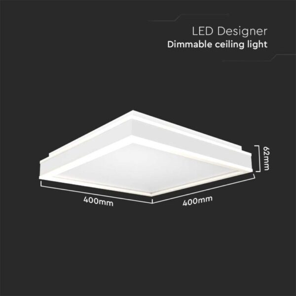 LED φωτιστικό οροφής Designer τετράγωνο 38W 4000Κ φυσικό λευκό με λευκό σώμα V-TAC – 6915