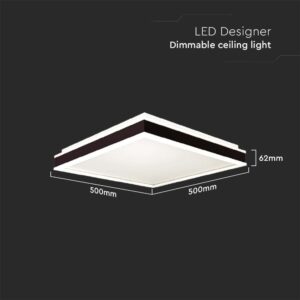 Πλαφονιέρα Οροφής LED Τετράγωνη 48W Triac Dimmable Μαύρη 50x50cm V-TAC 4480lm Φυσικό Λευκό 4000K – 6917