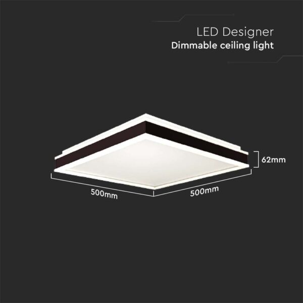 Πλαφονιέρα Οροφής LED Τετράγωνη 48W Triac Dimmable Μαύρη 50x50cm V-TAC 4480lm Φυσικό Λευκό 4000K – 6917