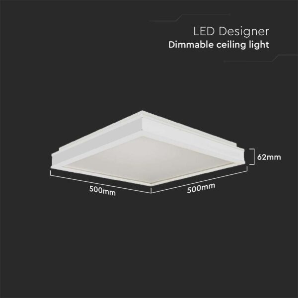 Πλαφονιέρα Οροφής LED Τετράγωνη 48W Triac Dimmable Λευκή 50x50cm V-TAC 4480lm Φυσικό Λευκό 4000K – 6918