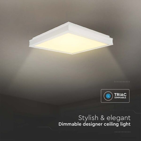 Πλαφονιέρα Οροφής LED Τετράγωνη 48W Triac Dimmable Λευκή 50x50cm V-TAC 4480lm Φυσικό Λευκό 4000K – 6918