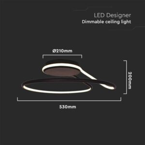 LED φωτιστικό οροφής Designer 54W 4000Κ φυσικό λευκό με μαύρο σώμα dimmable V-TAC – 6923