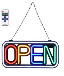 GloboStar® 85857 Φωτιστικό Ταμπέλα Φωτεινή Επιγραφή NEON LED Σήμανσης Animated Square OPEN 30W AC 230V με Διακόπτη On/Off και Ασύρματο Χειριστήριο IR Λευκό – Κόκκινο – Πράσινο – Κίτρινο – Γαλάζιο