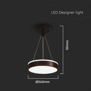 Κρεμαστό LED Φωτιστικό 12W Μαύρο V-TAC 1280lm Φυσικό Λευκό 4000K – 6931