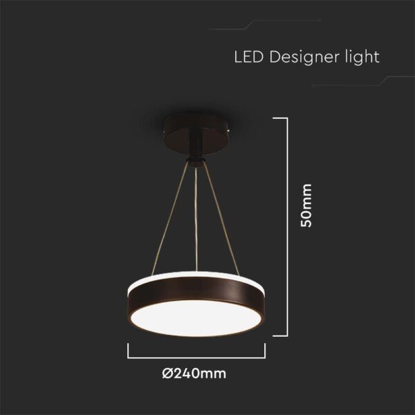 Κρεμαστό LED Φωτιστικό 12W Μαύρο V-TAC 1280lm Φυσικό Λευκό 4000K – 6931