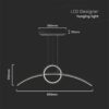 LED κρεμαστό φωτιστικό οροφής Designer 30W 4000K φυσικό λευκό με μαύρο σώμα V-TAC – 6933
