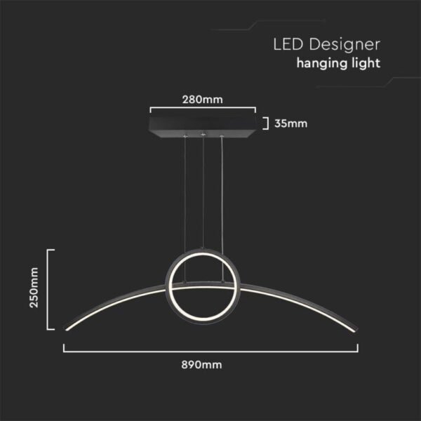 LED κρεμαστό φωτιστικό οροφής Designer 30W 4000K φυσικό λευκό με μαύρο σώμα V-TAC – 6933