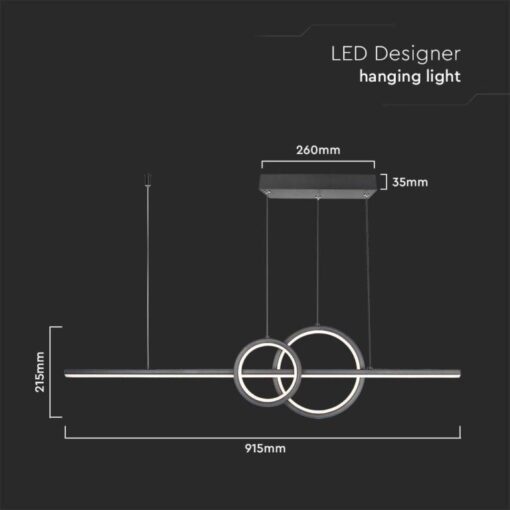 LED κρεμαστό φωτιστικό οροφής Designer 15W 4000K φυσικό λευκό με μαύρο σώμα V-TAC – 6935