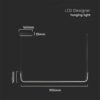 LED κρεμαστό φωτιστικό οροφής Designer 12W 4000K φυσικό λευκό με μαύρο σώμα V-TAC – 6939