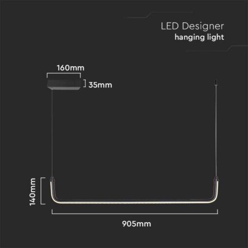 LED κρεμαστό φωτιστικό οροφής Designer 12W 4000K φυσικό λευκό με μαύρο σώμα V-TAC – 6939