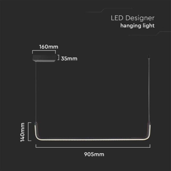 LED κρεμαστό φωτιστικό οροφής Designer 12W 4000K φυσικό λευκό με μαύρο σώμα V-TAC – 6939
