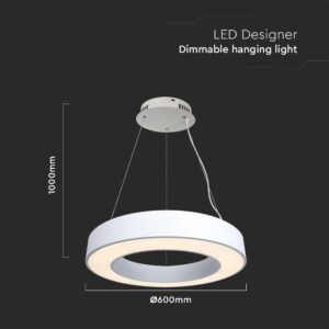 Κρεμαστό Φωτιστικό LED 50W Dimmable Λευκό Σώμα V-TAC 6100lm Φυσικό Λευκό 4000K – 6958
