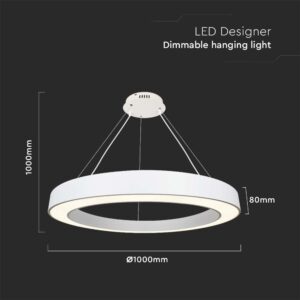 Κρεμαστό Φωτιστικό LED 90W Dimmable Λευκό Σώμα V-TAC 1100lm Φυσικό Λευκό 4000K – 6962