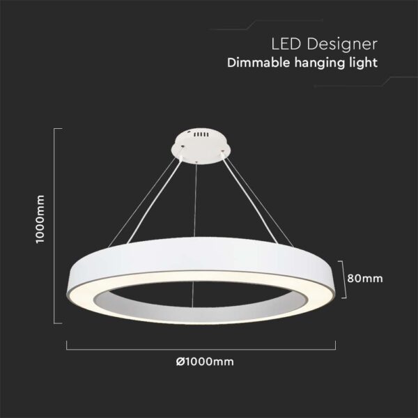 Κρεμαστό Φωτιστικό LED 90W Dimmable Λευκό Σώμα V-TAC 1100lm Φυσικό Λευκό 4000K – 6962