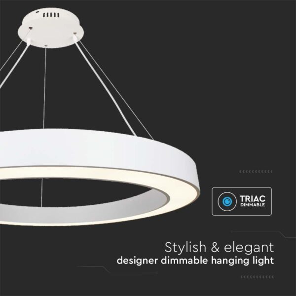 Κρεμαστό Φωτιστικό LED 90W Dimmable Λευκό Σώμα V-TAC 1100lm Φυσικό Λευκό 4000K – 6962