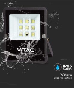 LED Ηλιακός Προβολέας 6W με Φ/Β Πάνελ & Τηλεχειριστήριο V-TAC Μαύρος IP65 400lm Φυσικό Λευκό 4000K – 6965