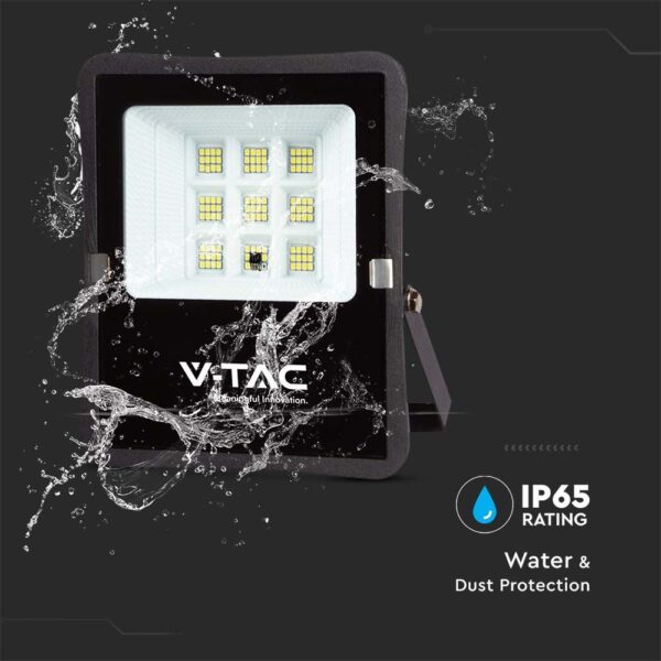 LED Ηλιακός Προβολέας 6W με Φ/Β Πάνελ & Τηλεχειριστήριο V-TAC Μαύρος IP65 400lm Φυσικό Λευκό 4000K – 6965