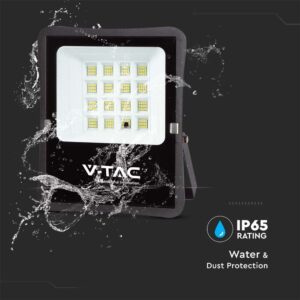 LED Ηλιακός Προβολέας 12W με Φ/Β Πάνελ & Τηλεχειριστήριο V-TAC Μαύρος IP65 1200lm Φυσικό Λευκό 4000K – 6967