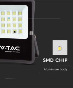 LED Ηλιακός Προβολέας 12W με Φ/Β Πάνελ & Τηλεχειριστήριο V-TAC Μαύρος IP65 1200lm Φυσικό Λευκό 4000K – 6967