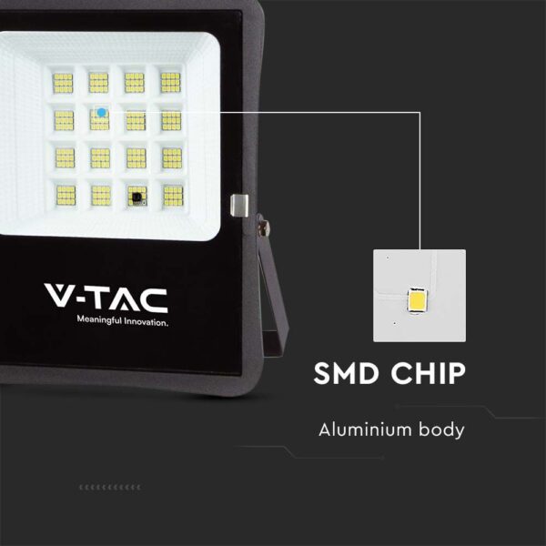 LED Ηλιακός Προβολέας 12W με Φ/Β Πάνελ & Τηλεχειριστήριο V-TAC Μαύρος IP65 1200lm Φυσικό Λευκό 4000K – 6967