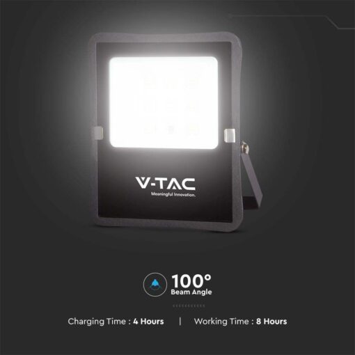 LED Ηλιακός Προβολέας 15W με Φ/Β Πάνελ & Τηλεχειριστήριο V-TAC Μαύρος IP65 1600lm Φυσικό Λευκό 4000K – 6969