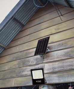 LED Ηλιακός Προβολέας 20W με Φ/Β Πάνελ & Τηλεχειριστήριο V-TAC Μαύρος IP65 2400lm Φυσικό Λευκό 4000K – 6971