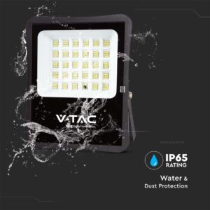 LED Ηλιακός Προβολέας 20W με Φ/Β Πάνελ & Τηλεχειριστήριο V-TAC Μαύρος IP65 2400lm Φυσικό Λευκό 4000K – 6971