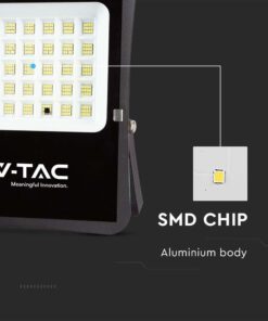LED Ηλιακός Προβολέας 20W με Φ/Β Πάνελ & Τηλεχειριστήριο V-TAC Μαύρος IP65 2400lm Φυσικό Λευκό 4000K – 6971