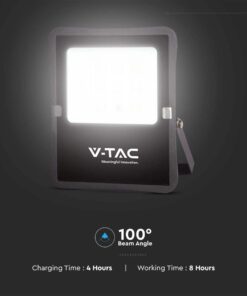 LED Ηλιακός Προβολέας 20W με Φ/Β Πάνελ & Τηλεχειριστήριο V-TAC Μαύρος IP65 2400lm Φυσικό Λευκό 4000K – 6971