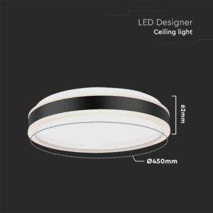Πλαφονιέρα Οροφής LED Στρογγυλή 24W Μαύρη Φ450 V-TAC 2500lm Φυσικό Λευκό 4000K – 6988