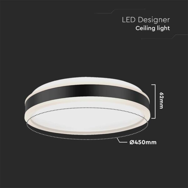 Πλαφονιέρα Οροφής LED Στρογγυλή 24W Μαύρη Φ450 V-TAC 2500lm Φυσικό Λευκό 4000K – 6988
