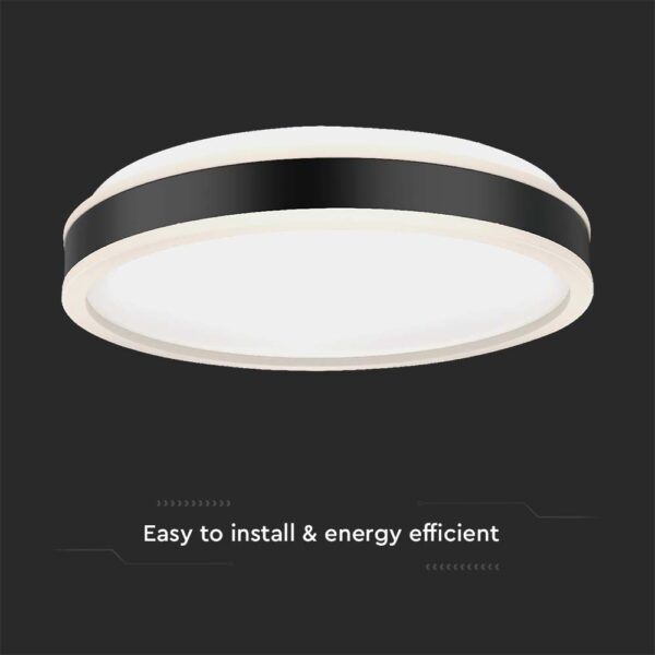 Πλαφονιέρα Οροφής LED Στρογγυλή 24W Μαύρη Φ450 V-TAC 2500lm Φυσικό Λευκό 4000K – 6988