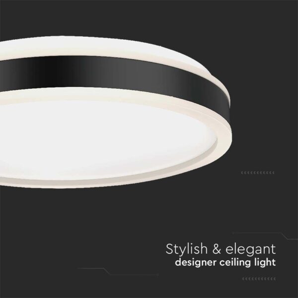 Πλαφονιέρα Οροφής LED Στρογγυλή 24W Μαύρη Φ450 V-TAC 2500lm Φυσικό Λευκό 4000K – 6988