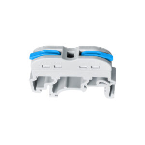 GloboStar® FAST-CONNECT 69903 Μονή Κλέμα Ράγας Ταχείας Σύνδεσης & Διακλάδωσης Καλωδίων για Ηλεκτρολογικούς Πίνακες – 1 x Είσοδος & 1 x Έξοδος με Συμβατή Διατομή Καλωδίων 0.2mm² έως 4mm² – 600V 32A Max – Μ4.5 x Π1 x Υ3.2cm – Γκρι & Μπλε – Πακέτο 10 Τεμαχίων – 5 Years Warranty
