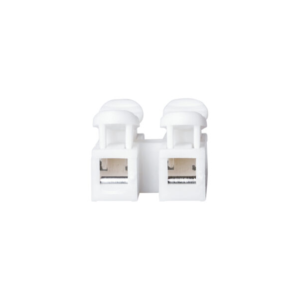 GloboStar® FAST-CONNECT 69905 Διπλή Κλέμα Ταχείας Σύνδεσης & Διακλάδωσης Καλωδίων – 2 x Είσοδοι & 2 x Έξοδοι με Συμβατή Διατομή Καλωδίων 0.2mm² έως 1mm² – 250V 2A Max – Μ2 x Π1.7 x Υ1.3cm – Λευκό – Πακέτο 20 Τεμαχίων – 5 Years Warranty