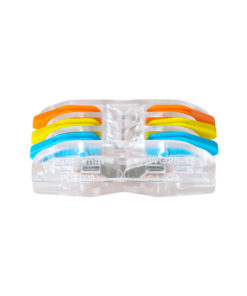 GloboStar® FAST-CONNECT 69908 Τριπλή Κλέμα Ταχείας Σύνδεσης & Διακλάδωσης Καλωδίων – 3 x Είσοδοι & 3 x Έξοδοι με Συμβατή Διατομή Καλωδίων 0.08mm² έως 2.5mm² – 250V/4KV 32A Max – Μ4 x Π4 x Υ1.5cm – Διάφανο με Πορτοκαλί, Κίτρινο & Μπλε – Πακέτο 5 Τεμαχίων – 5 Years Warranty