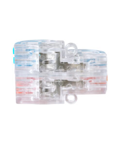 GloboStar® FAST-CONNECT 69909 Διπλή σε Τετραπλή Κλέμα Ταχείας Σύνδεσης & Διακλάδωσης Καλωδίων – 2 x Είσοδοι & 4 x Έξοδοι με Συμβατή Διατομή Καλωδίων 0.08mm² έως 2.5mm² – 250V/4KV 32A Max – Μ2.6 x Π4 x Υ1.5cm – Διάφανο με Πορτοκαλί & Μπλε – Πακέτο 5 Τεμαχίων – 5 Years Warranty