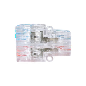 GloboStar® FAST-CONNECT 69909 Διπλή σε Τετραπλή Κλέμα Ταχείας Σύνδεσης & Διακλάδωσης Καλωδίων – 2 x Είσοδοι & 4 x Έξοδοι με Συμβατή Διατομή Καλωδίων 0.08mm² έως 2.5mm² – 250V/4KV 32A Max – Μ2.6 x Π4 x Υ1.5cm – Διάφανο με Πορτοκαλί & Μπλε – Πακέτο 5 Τεμαχίων – 5 Years Warranty