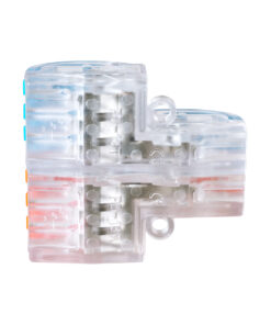 GloboStar® FAST-CONNECT 69910 Διπλή σε Εξαπλή Κλέμα Ταχείας Σύνδεσης & Διακλάδωσης Καλωδίων – 2 x Είσοδοι & 6 x Έξοδοι με Συμβατή Διατομή Καλωδίων 0.08mm² έως 2.5mm² – 250V/4KV 32A Max – Μ3.6 x Π4 x Υ1.5cm – Διάφανο με Πορτοκαλί & Μπλε – Πακέτο 5 Τεμαχίων – 5 Years Warranty