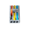 GloboStar® FAST-CONNECT 69912 Τριπλή Κλέμα Ταχείας Σύνδεσης & Διακλάδωσης Καλωδίων – 3 x Είσοδοι & 3 x Έξοδοι με Συμβατή Διατομή Καλωδίων 0.08mm² έως 2.5mm² – 250V/4KV 32A Max – Μ4 x Π4 x Υ1.5cm – Γκρι με Πορτοκαλί, Κίτρινο & Μπλε – Πακέτο 5 Τεμαχίων – 5 Years Warranty