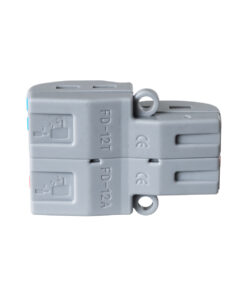 GloboStar® FAST-CONNECT 69913 Διπλή σε Τετραπλή Κλέμα Ταχείας Σύνδεσης & Διακλάδωσης Καλωδίων – 2 x Είσοδοι & 4 x Έξοδοι με Συμβατή Διατομή Καλωδίων 0.08mm² έως 2.5mm² – 250V/4KV 32A Max – Μ2.6 x Π4 x Υ1.5cm – Γκρι με Πορτοκαλί & Μπλε – Πακέτο 5 Τεμαχίων – 5 Years Warranty