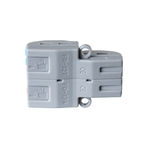 GloboStar® FAST-CONNECT 69913 Διπλή σε Τετραπλή Κλέμα Ταχείας Σύνδεσης & Διακλάδωσης Καλωδίων – 2 x Είσοδοι & 4 x Έξοδοι με Συμβατή Διατομή Καλωδίων 0.08mm² έως 2.5mm² – 250V/4KV 32A Max – Μ2.6 x Π4 x Υ1.5cm – Γκρι με Πορτοκαλί & Μπλε – Πακέτο 5 Τεμαχίων – 5 Years Warranty