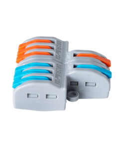 GloboStar® FAST-CONNECT 69914 Διπλή σε Εξαπλή Κλέμα Ταχείας Σύνδεσης & Διακλάδωσης Καλωδίων – 2 x Είσοδοι & 6 x Έξοδοι με Συμβατή Διατομή Καλωδίων 0.08mm² έως 2.5mm² – 250V/4KV 32A Max – Μ3.6 x Π4 x Υ1.5cm – Γκρι με Πορτοκαλί & Μπλε – Πακέτο 5 Τεμαχίων – 5 Years Warranty