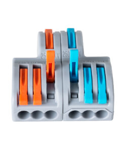 GloboStar® FAST-CONNECT 69914 Διπλή σε Εξαπλή Κλέμα Ταχείας Σύνδεσης & Διακλάδωσης Καλωδίων – 2 x Είσοδοι & 6 x Έξοδοι με Συμβατή Διατομή Καλωδίων 0.08mm² έως 2.5mm² – 250V/4KV 32A Max – Μ3.6 x Π4 x Υ1.5cm – Γκρι με Πορτοκαλί & Μπλε – Πακέτο 5 Τεμαχίων – 5 Years Warranty
