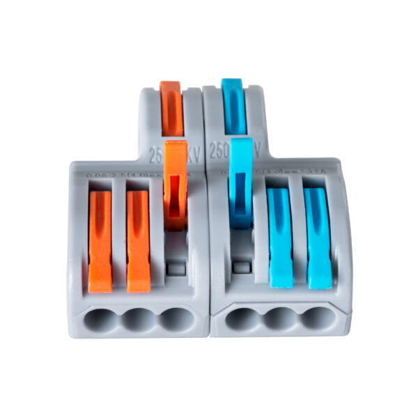 GloboStar® FAST-CONNECT 69914 Διπλή σε Εξαπλή Κλέμα Ταχείας Σύνδεσης & Διακλάδωσης Καλωδίων – 2 x Είσοδοι & 6 x Έξοδοι με Συμβατή Διατομή Καλωδίων 0.08mm² έως 2.5mm² – 250V/4KV 32A Max – Μ3.6 x Π4 x Υ1.5cm – Γκρι με Πορτοκαλί & Μπλε – Πακέτο 5 Τεμαχίων – 5 Years Warranty